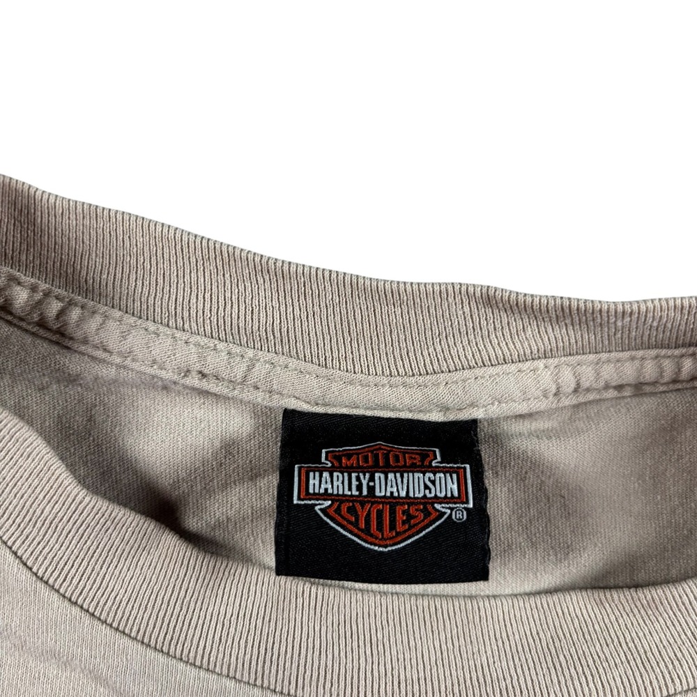 Harley Davidson Long Sleeve T-Shirt Mens Tan Laconia NH Graphic Logo 2016 L - Picture 5 of 10